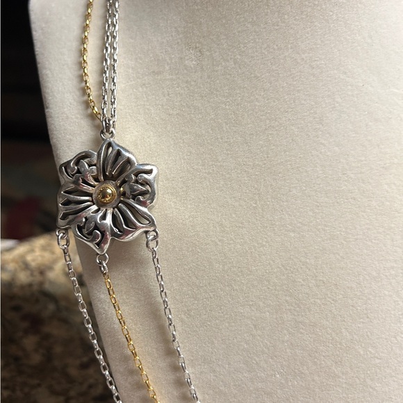 Brighton • Shadow Garden • Flower • Gold/Silver • Triple Strand Chain • Necklace - Picture 11 of 16